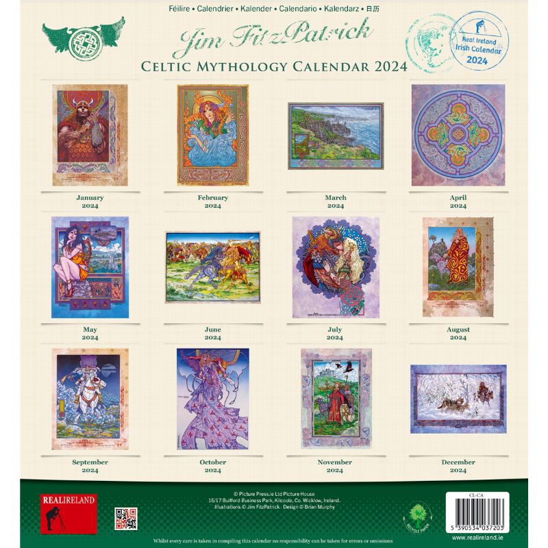 Large Celtic Mythology 2024 Calendar by Jim Fitzpatrick